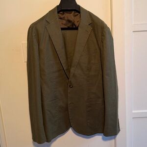 J. Crew SLIM-FIT SUIT IN STRETCH HEMP-ORGANIC COTTON / Large / Green
